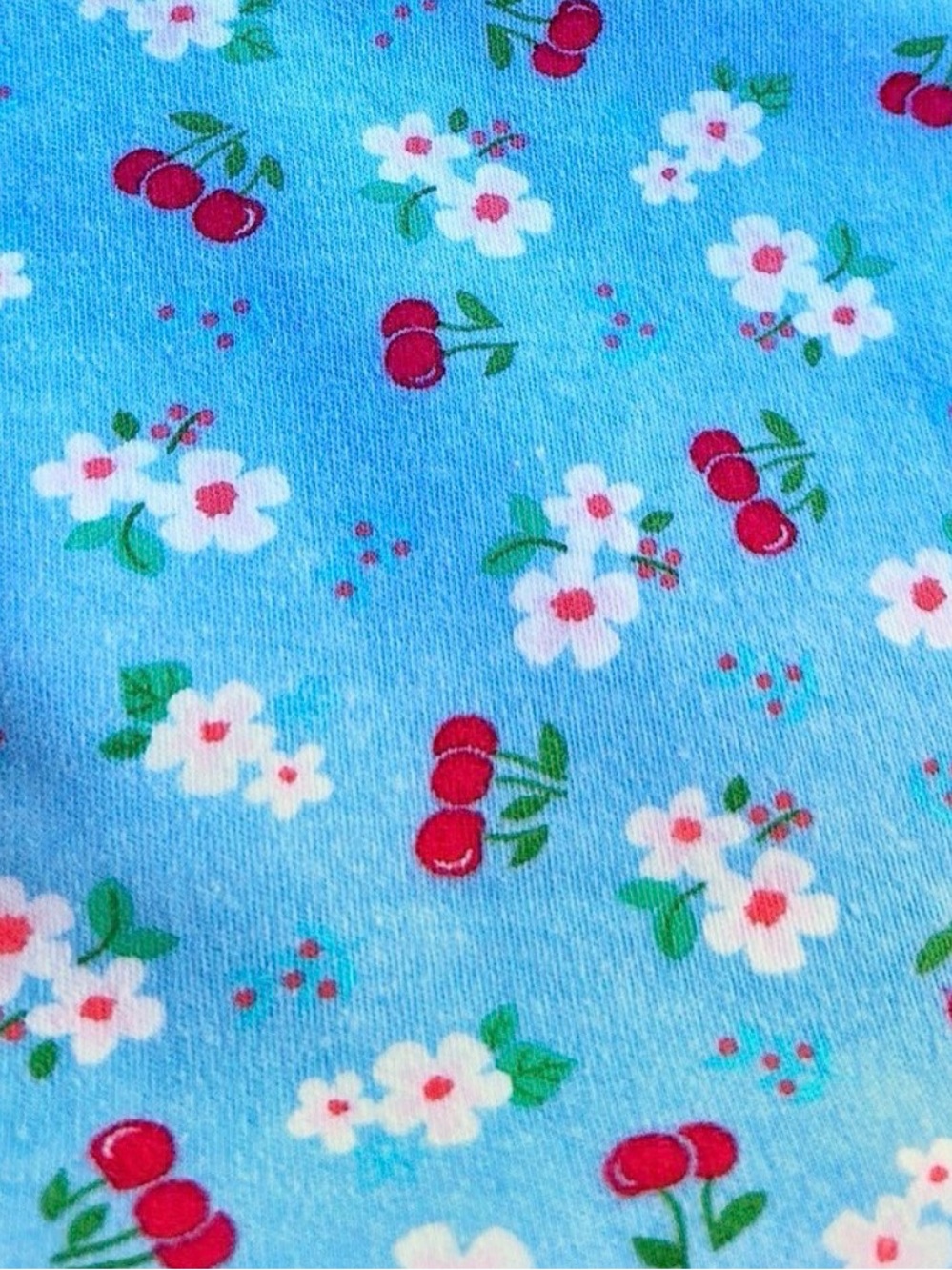 Joanns Flannel Blue Cherry & Floral Print Accent Fabric Panel